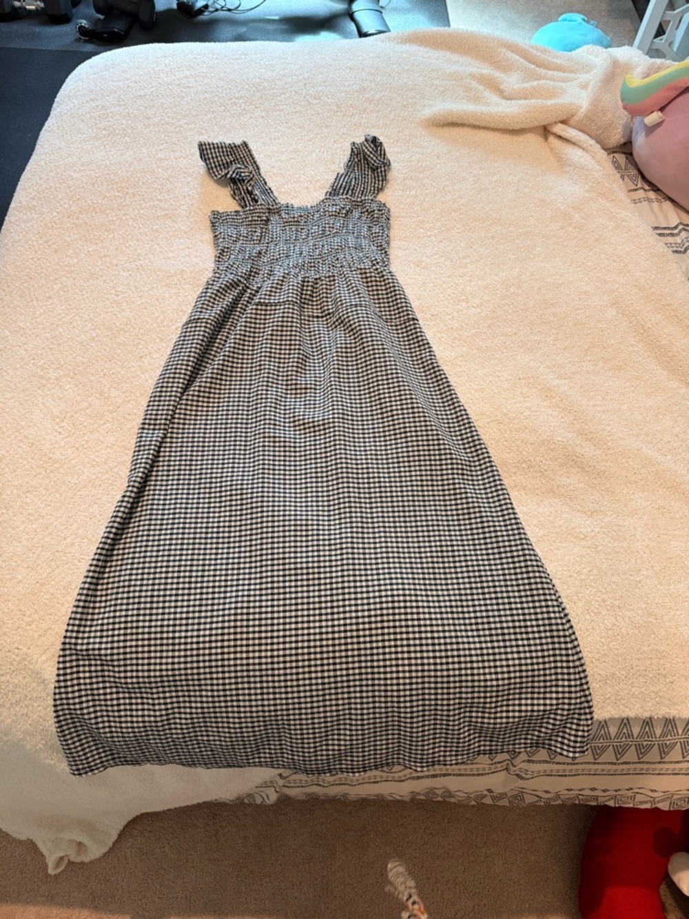 Old Navy Black and White Gingham Smocked Dress